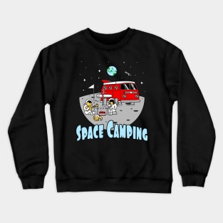 Space Camping Adventure cute Astronauts on Moon Crewneck Sweatshirt